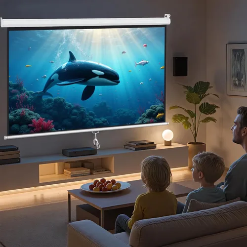 Miniatura 6 de ZENY Pantalla de proyector desplegable de 80 pulgadas 16:9 HD, pantalla de proyección manual de cine en casa, pantalla de cine retráctil portátil