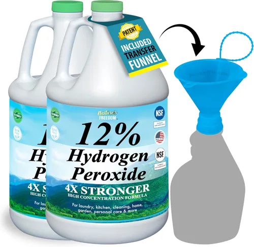 Nature's Freedom Peróxido de hidrógeno al 12%, H2O2 de grado alimenticio y agua purificada solamente, solución de 2 galones