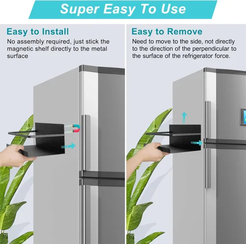 Miniatura 5 de Paquete de 2 especieros magnéticos de alta calidad para refrigerador, estante magnético fuerte para especias para sostener tarros, estante magnético