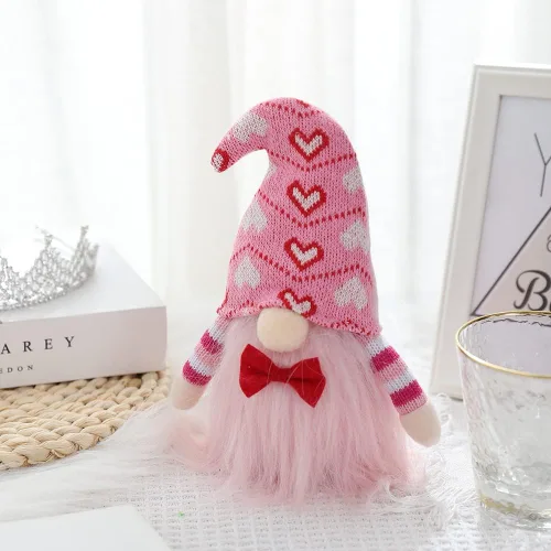 Miniatura 3 de Ochine Decoraciones de peluche de gnomo para el día de San Valentín, decoración del día de San Valentín, elfo escandinavo, sueco, Tomte, Navidad