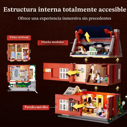 Miniatura 3 de LUMIBRICKS Redbrick Row House Lighting - Juego de ladrillos de construcción – Kit de exhibición de colección de modelos de construcción modular