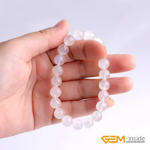 Miniatura 5 de GEM-Inside - Pulsera de moda con piedras preciosas naturales hechas a mano de 0.276in de cuarzo de cristal de grado AAA con cuentas redondas