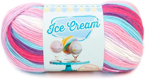 Miniatura 17 de Lion Brand Yarn, Hilo para Bebé Ice Cream para tejer, ganchillo y manualidades, Baseball Nut, 1 paquete, fibra acrílica colorida de peso DK