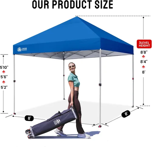 Miniatura 5 de CROWN SHADES Toldo desplegable de 8 x 8 pulgadas, tienda de campaña de playa con instalación CenterLok de un empuje, parasol fácil para exteriores