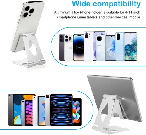 Miniatura 6 de Soporte ajustable de aluminio para teléfono celular para escritorio, compatible con iPhone 14, 13, 12, 11 Pro Max, Samsung, Huawei y todos