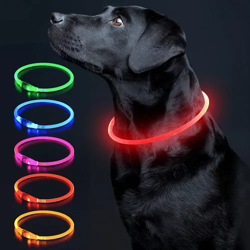 Miniatura 11 de Colaseeme Collar de perro con luz LED, collar de perro con luz, recargable por USB, TPU brillante, luz de seguridad, luces para perros medianos