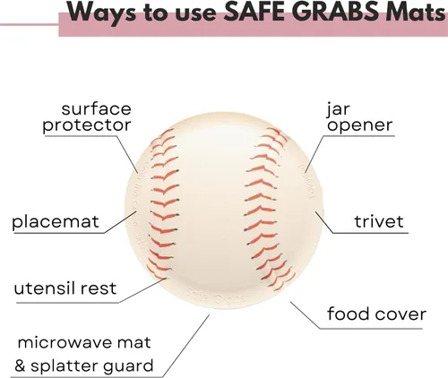 Miniatura 4 de Safe Grabs: Tapete original para microondas visto en Shark Tank Protector contra salpicaduras, salvamanteles, almohadilla térmica, soporte
