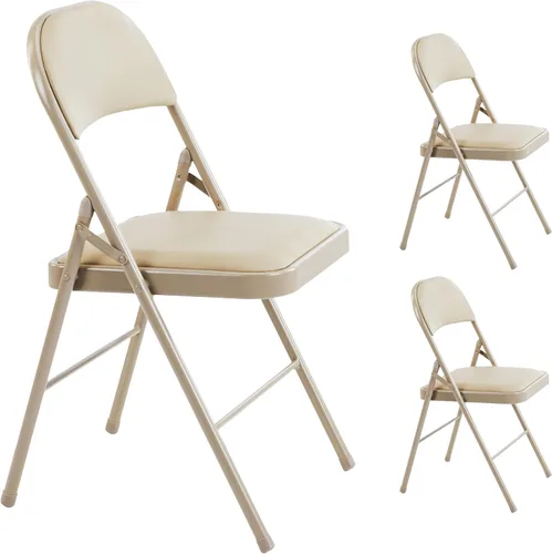 Miniatura 10 de YSSOA Paquete de 2 sillas plegables con asientos acolchados de vinilo y marco de metal duradero para fiestas en interiores y exteriores, hogar