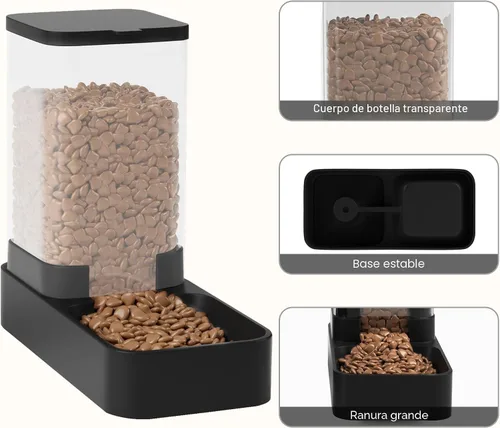 Miniatura 4 de Comedero automático para gatos y dispensador de agua en juego con cuenco de comida para mascotas, bebedero por gravedad y alimentador de comida