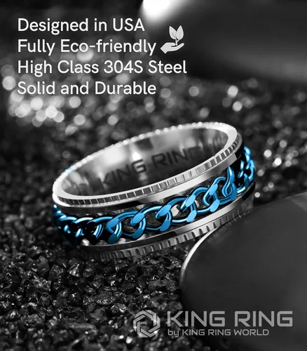 Miniatura 3 de King Ring Anillos Super Spinner de 0.315 in Segunda edición de anillos de acero inoxidable premium para hombres y mujeres Diseñado en Estados