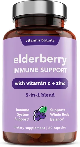 Miniatura 4 de Vitamin Bounty Apoyo inmunológico de saúco, con zinc, vitamina C y equinácea, mezcla avanzada 5 en 1, potente antioxidante, apoya el equilibrio