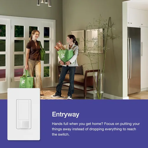Miniatura 4 de Lutron Maestro Interruptor de luz con sensor de movimiento y placa de pared para baño, garaje, lavandería, cualquier bombilla, sensor de ocupación