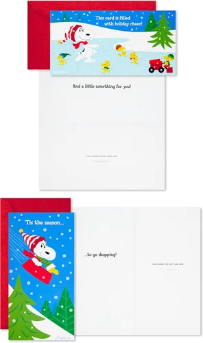 Miniatura 4 de Hallmark Peanuts - Juego de tarjeteros o portamonedas de Navidad, Charlie Brown y Snoopy (36 tarjetas con sobres)