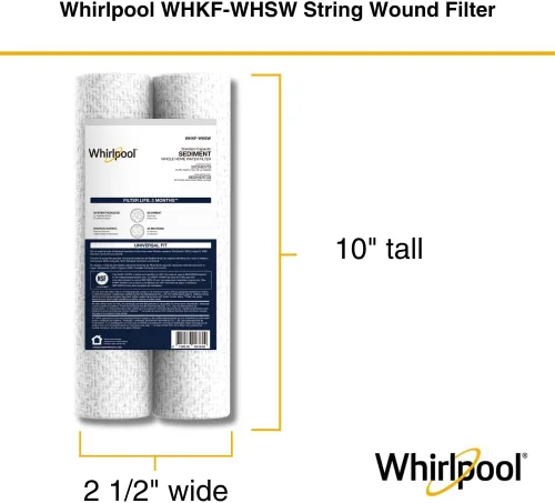 Miniatura 4 de Whirlpool Filtros de agua para toda la casa de 35 micrones, 10 x 2.5 pulgadas, filtración certificada NSF que reduce los sedimentos para agua