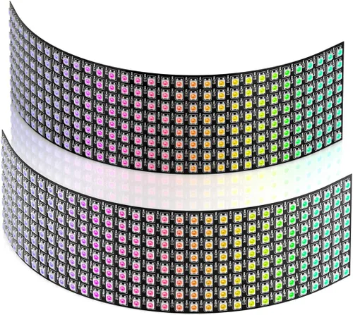 SEZO Paquete de 2 matrices LED WS2812B RGB 5050SMD 8 x 32 256 píxeles digital flexible direccionable individualmente pantalla para Arduino LED