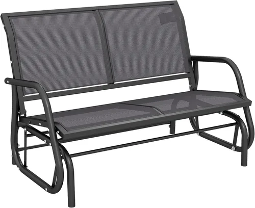 Miniatura 10 de Outsunny Banco columpiador para 2 personas al aire libre, silla mecedora de columpio doble para patio, sillón con marco de acero recubierto de polvo