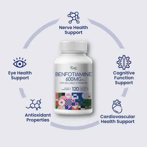 Miniatura 4 de VHC Suplemento de vitamina B1 Benfotiamina de 600 mg - 5 veces soluble en grasa tiamina vitamina B1 - Max Boost biodisponible tiamina B1 Niveles