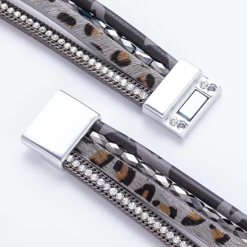 Miniatura 168 de FANCY SHINY - Pulsera de cuero estilo bohemio, pulsera de cuentas de cristal con cierre magnético, regalos de joyería para mujer