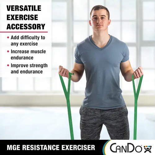 Miniatura 3 de CanDo Banda de resistencia de ejercicio de 6 pies con bucles de mano/pie para entrenamientos totales del cuerpo, entrenamiento, rehabilitación