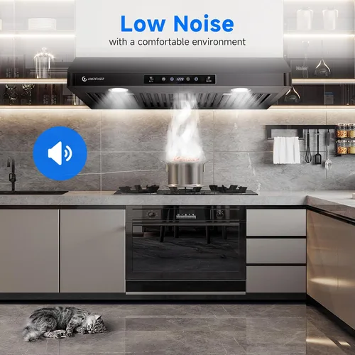 Miniatura 6 de AMZCHEF Campana extractora debajo del gabinete de 30 pulgadas, campana de ventilación de estufa de cocina de acero inoxidable de 750 CFM, ventilador