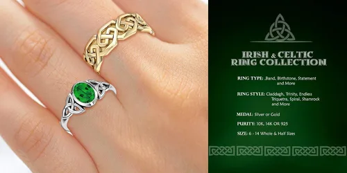 Miniatura 4 de US Jewels Anillo de plata de ley 0.925 con nudo y luna celta irlandesa para mujer
