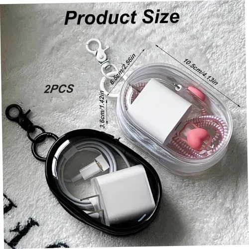 Miniatura 4 de Bolsa de almacenamiento de cables de carga, organizador compacto transparente para cables de datos de viaje, audífonos, más mini organizador