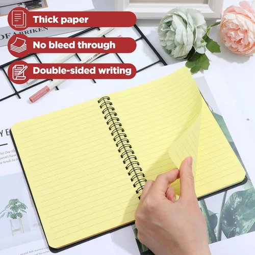 Miniatura 3 de 8 Pack Spiral Notebook – 5” x 7” Black PVC Cover College Ruled Journals, 100 Sheets/200 Pages – 7 Colors Vibrant Lined Paper Memo Pads for Learning