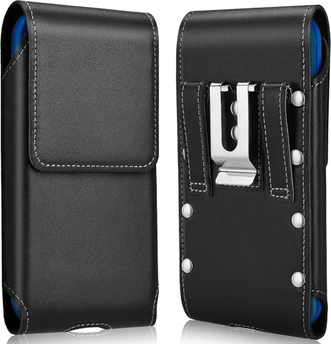 Miniatura 10 de Gcepls Funda de cuero para teléfono para iPhone SE, iPhone 8, 7, 6s, estuche para cinturón de teléfono de cuero de vaca premium con clip para Marrón
