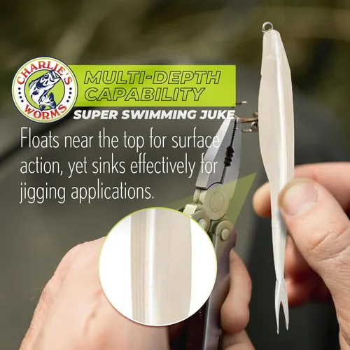 Miniatura 3 de Charlie's Worms Cebo de pesca artificial, súper juke de natación de agua dulce y salada, señuelos de pesca perfumados suave cebo 8 unidades Rojo