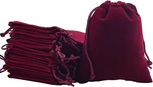 GYBest Mejor Promoción al por mayor - Bolsas de joyería de tela de terciopelo negrobolsas de cordón (Jujube rojo, 50pcs-3 "* 4 "-terciopelo)