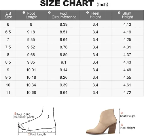 Miniatura 4 de mysoft Women's V Cut Out Ankle Boots Slip On Pointed Toe Chunky Stacked Heel Booties