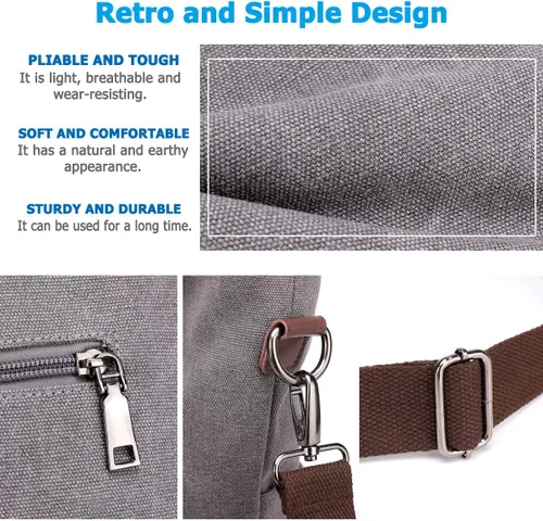 Miniatura 6 de DOURR Hobo - Bolsos cruzados de lona para mujer, bolso cruzado de moda de algodón