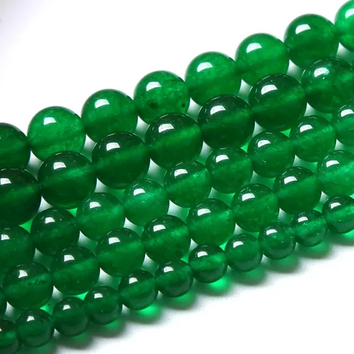 Miniatura 2 de 90 cuentas de jade verde chino natural, calcedonia, redondas, sueltas, cristales energéticos curativos, para hacer joyas y pulseras