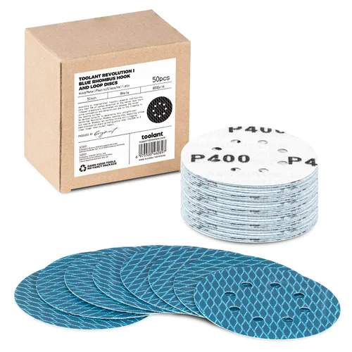 Disco de Lijado en Forma de Diamante de 5 Pulgadas, 400 Grano, Discos de Lijado con Gancho y Bucle de 8 Agujeros Revolucionarios con Patente para