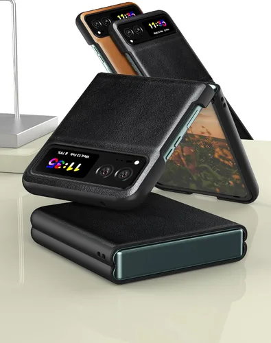 Miniatura 7 de Funda delgada para Motorola Razr 2023, [piel + parte trasera de policarbonato duro] [soporte de carga inalámbrica] Funda protectora ultrafina a