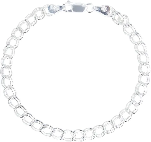PORI JEWELERS Pulsera de plata de ley 925 con eslabones italianos para hombre y mujer, Metal