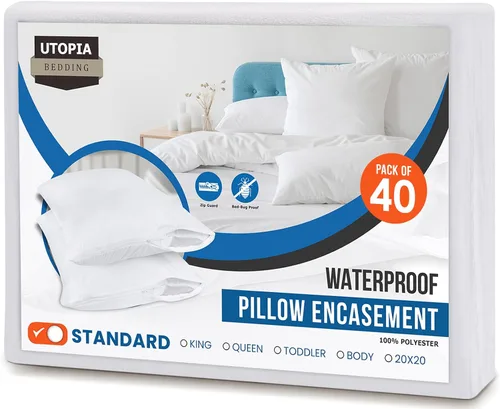 Miniatura 18 de Utopia Bedding - Funda de almohada impermeable con cremallera, 20 x 26 pulgadas, 2 unidades, estándar, color blanco