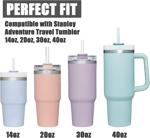 Miniatura 2 de Greant 8 popotes de silicona compatibles con vasos Stanley de 40 onzas, pajitas suaves compatibles con Stanley Cup Straw Straw de 12 pulgadas