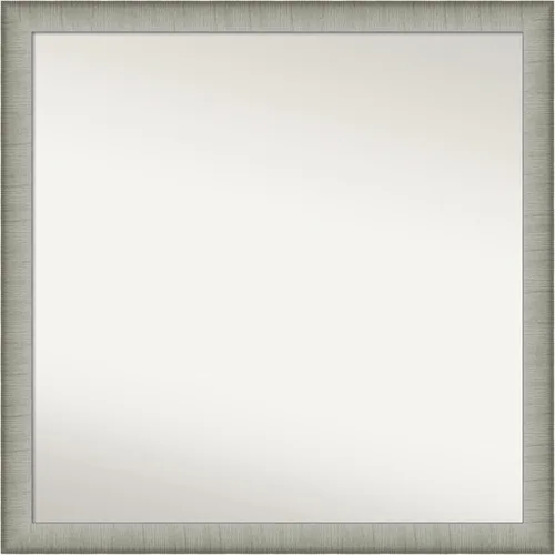 Miniatura 95 de Amanti Art Espejo de baño plateado para sobre fregadero, 25 x 25 pulgadas, espejo de tocador cuadrado estrecho de níquel cepillado, marco de madera