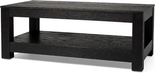 Miniatura 11 de Maven Lane Paulo - Mesa de centro rectangular de 18 pulgadas con almacenamiento, madera maciza marrón, ideal para sala de estar y sala de estar