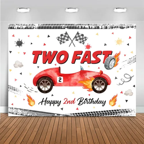 Miniatura 6 de Mocsicka Fondo de fotos de dos cumpleaños rápidos para niños, decoración de feliz segundo cumpleaños, pancarta de mesa para pasteles
