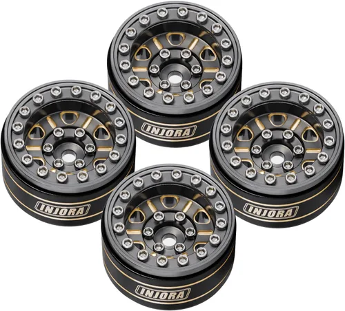 Miniatura 6 de INJORA Rueda Beadlock de latón 1.0 - Ruedas de desplazamiento negativo de 0.124 in para 1/18 TRX4M SCX24 Gladiator Bronco C10 JLU Deadbolt Axial gris