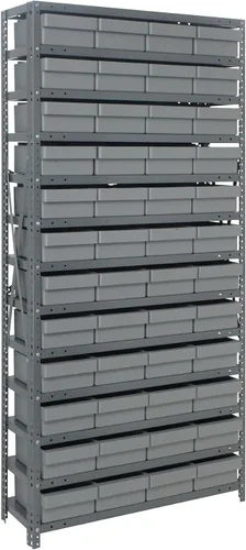 Miniatura 593 de Quantum QSBU-245BK Heavy Duty Shelving Unit with (7) Shelves and (24) QUS245 Black Bins for Garage Warehouse Storage Distribution 400 lb Load