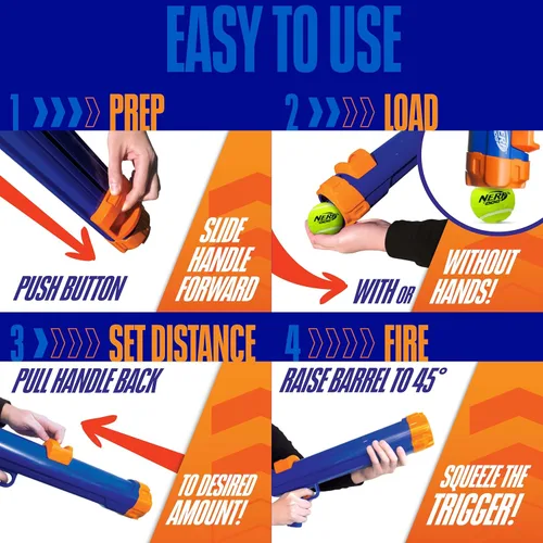 Miniatura 6 de Nerf - Juguete de pelota de tenis para perro, ideal para pescar, recarga manos libres, lanza hasta 50 pies, pelotas incluidas, varios tamaños