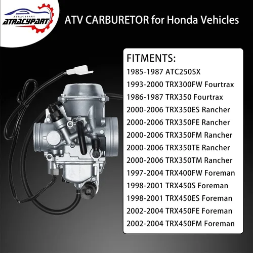 Miniatura 3 de Carburador Carb para Honda Fourtrax 300 TRX300FW 1993-2000, Fourtrax TRX 350 1986-1987, Foreman TRX400FW 400 1997-2004, Foreman 450 TRX450FE/FM/S/ES