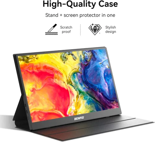 Miniatura 9 de BENFEI Monitor portátil de 15.6 pulgadas, pantalla FHD 1080P HDMI USB-C para juegos, pantalla IPS HDR ultradelgada con cubierta inteligente