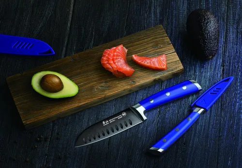 Miniatura 5 de Cangshan S+ Series 1022124 Juego de cuchillos de iniciación Santoku de acero alemán forjado de 2 piezas con revestimiento de titanio, con fundas