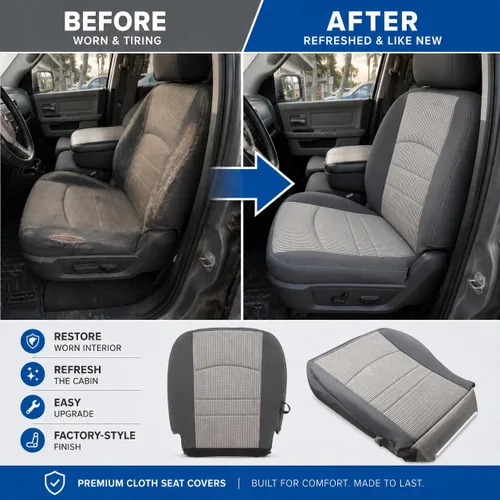 Miniatura 3 de GXARTS Funda de Asiento de Tela de Repuesto para la Parte Inferior del Lado del Conductor, Color Gris, Compatible con Dodge Ram 1500 2500 3500 4500