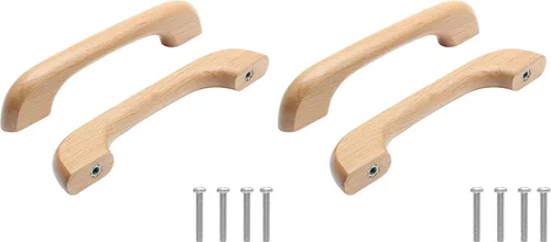 Miniatura 8 de Uenhoy 10 tiradores de madera natural para armarios y cajones de cocina, 5 pulgadas de largo, 3-3/4 pulgadas de espacio entre agujeros