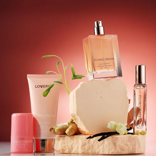 Miniatura 2 de Set de perfume y desodorante 4 en 1 para mujer, 4 piezas de perfume rosa Eau de Parfum - Set de regalo de perfumes para mujer con barra